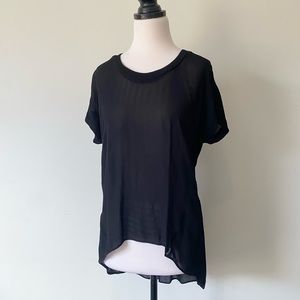 Short Sleeve Sheer High Low Blouse 